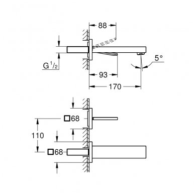 Sieninis maišytuvas Grohe Eurocube Joy M 1