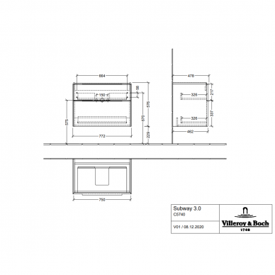 Spintelė apatinė Subway 3.0 772 x 576 mm Pure balta (be praustuvo) 1