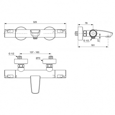 TERMOSTATINIS VONIOS MAIŠYTUVAS IDEAL STANDARD, CERATHERM T50 - A7223AA 3