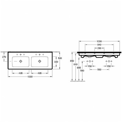 Villeroy & Boch dvigubas praustuvas 1300x500 Venticello 4111DL01 2