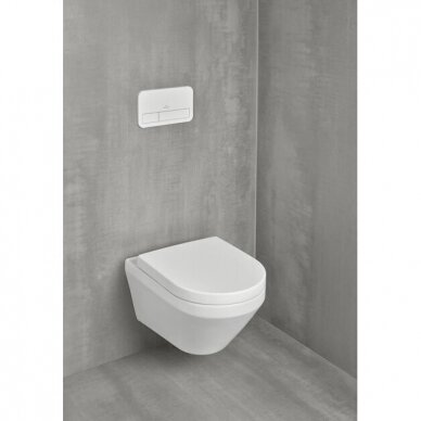 Villeroy&Boch rėmas su baltu mygtuku ir Architectura su TwistFlush[e3] su Soft close dangčiu WC 3