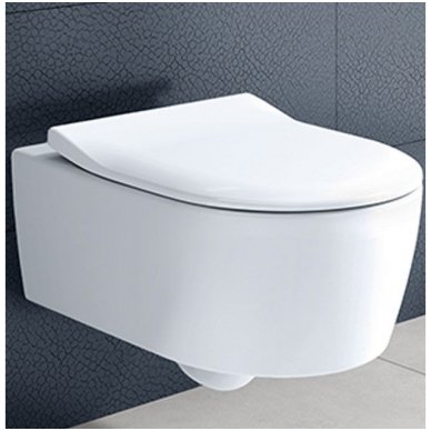 Villeroy & Boch rėmas su mygtuku ir Avento Direct Flush unitazas su Slim Soft close dangčiu 6