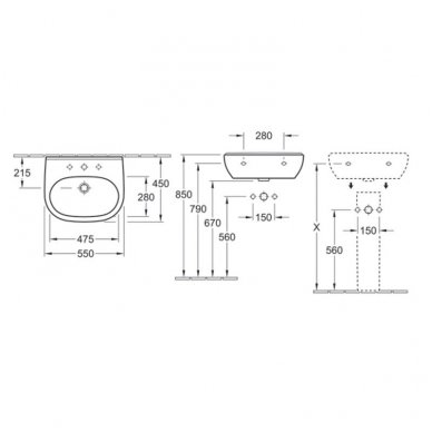 Villeroy&Boch praustuvas 550x450 O.Novo 51605501 2