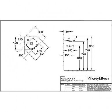 Villeroy&Boch Subway 2.0 kampinis praustuvas, 320mm 2