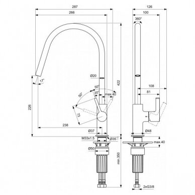 Virtuvinis maišytuvas Ideal Standard Gusto Round BD408, pasirenkama spalva 1