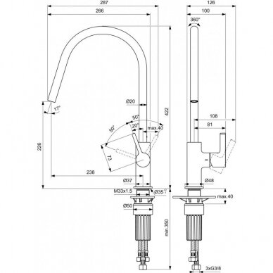 Virtuvinis maišytuvas Ideal Standard Gusto Round BD409, chromo spalvos 3