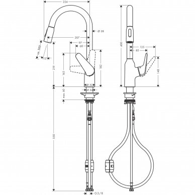 Virtuvinis maišytuvas su ištraukiama žarna Hansgrohe Focus M42 4