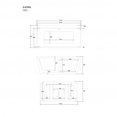 Vonia laisvai pastatoma Corsan E019 ISEO 2