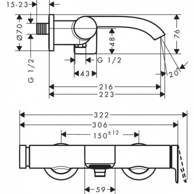 Vonios maišytuvas Hansgrohe Vivenis 3