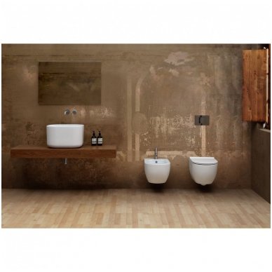 WC rėmo Grohe, mygtuko Nova Cosmopolitan ir klozeto Alice Ceramica Unica Rimless su Slim Softclose dangčiu komplektas 8