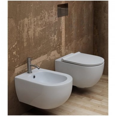 WC rėmo Grohe, mygtuko Nova Cosmopolitan ir klozeto Alice Ceramica Unica Rimless su Slim Softclose dangčiu komplektas 5