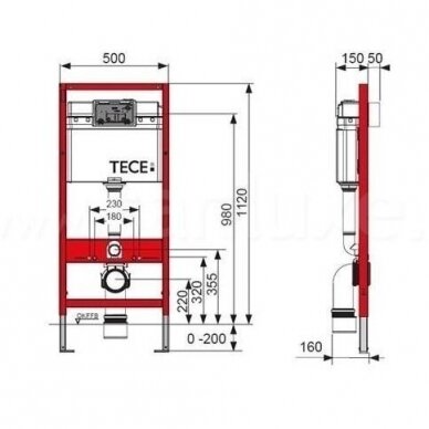 WC rėmo Tece, balto mygtuko Loop ir klozeto Duravit D-Neo rimless komplektas 5